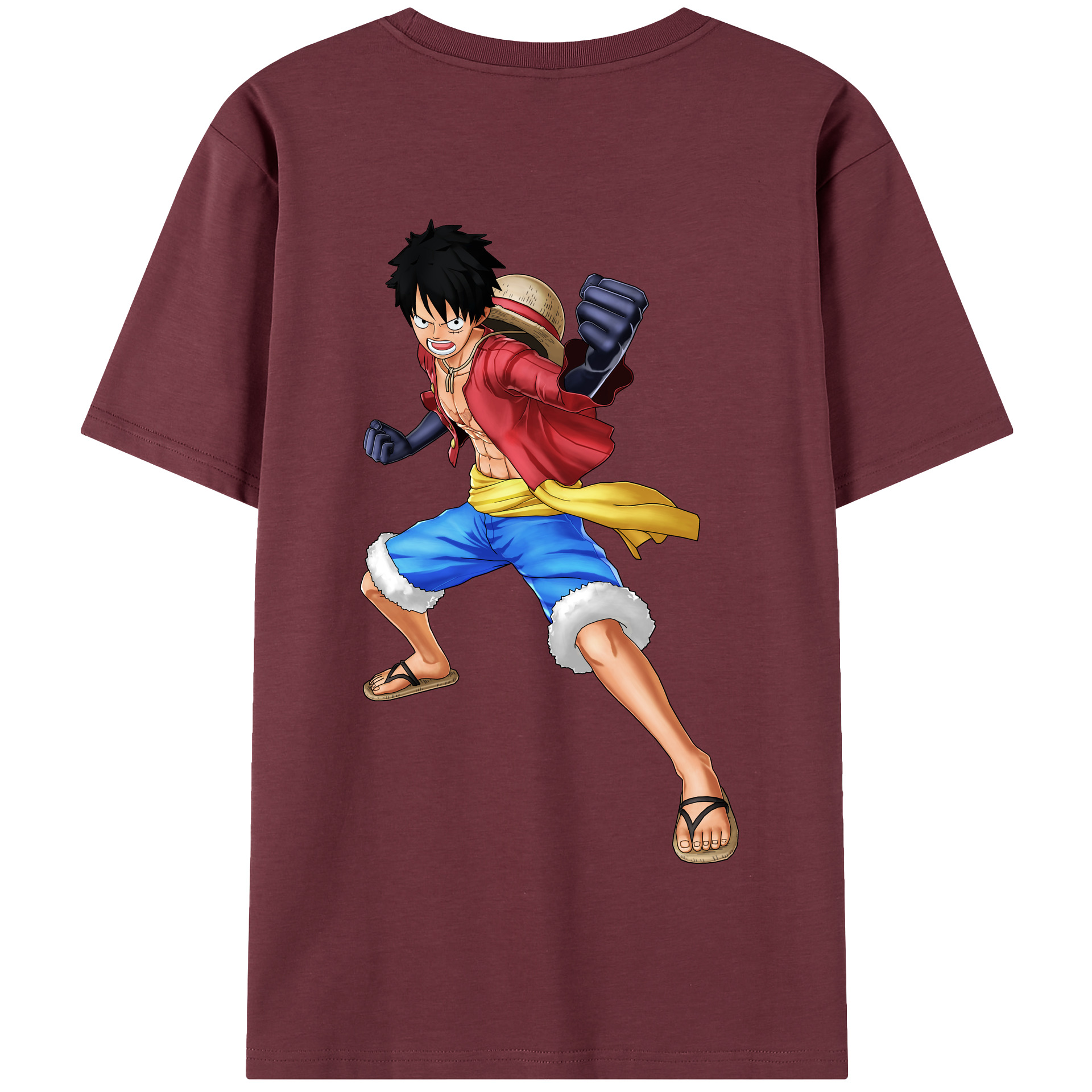 ワンピース モンキー・D・ルフィ ONE PIECE Monkey D. Luffy 綿100％半袖Tシャツ（背面プリント）